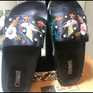 Carlos Santana embellished bird and flower sandal